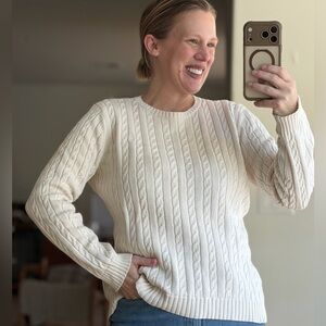 NWOT Lauren Ralph Lauren Ivory Cream White Cable Knit Sweater Size Large Women
